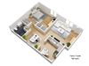 3d floor plan of one bedroom